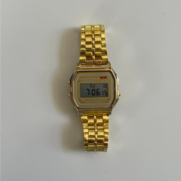 Y2K 2000s vintage retro gold stainless steel digital watch - Picture 3 of 6
